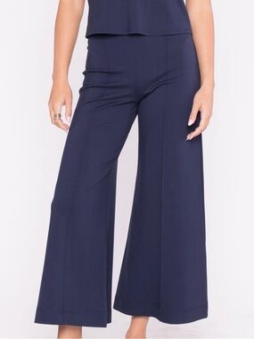 RIPLEY RADER NAVY PONTE KNIT CROPPED WIDE LEG PANT NWT
